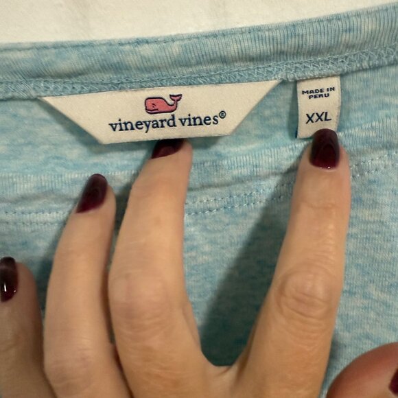 Vineyard Vines Simple Boatneck LS T-Shirt Heather Blue Size‎ XXL - Picture 2 of 5